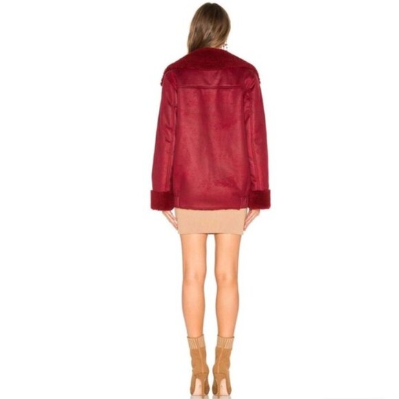 Isla Coat Red Oversized Shearling Teddy Jacket Bomber Aviator EUC - Picture 10 of 16